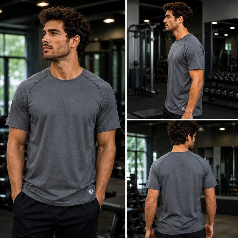 Solaris Coolcore T-Shirt Mens L Gray Performance Short Sleeve Crewneck Tee